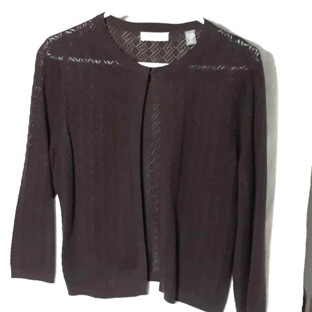 Kate Hill sweater silk cotton cashmere cardigan brown large l